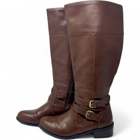 Arizona Riding Boots Women's 7.5 Brown Faux Leather Tall Memory Foam Lined New - Picture 5 of 8